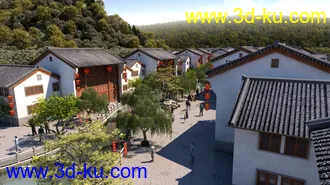 3D打印模型古街古镇中式建筑的图片