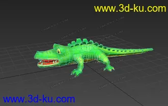 3D打印模型卡通鳄鱼，低面，纯手绘的图片