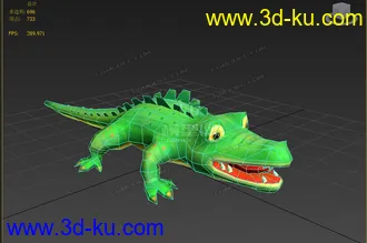 3D打印模型卡通鳄鱼，低面，纯手绘的图片