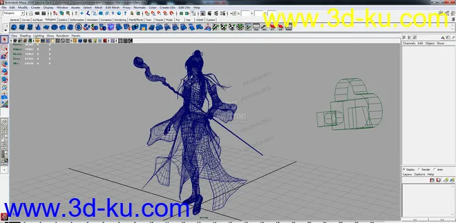 学生时代做的女人模型maya三维古代仙子仙女模型游戏人物模型的图片2