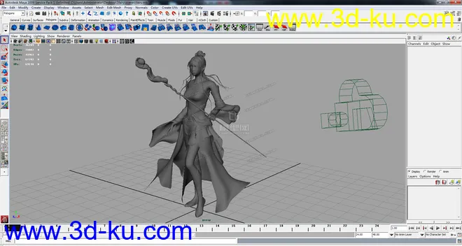 学生时代做的女人模型maya三维古代仙子仙女模型游戏人物模型的图片3