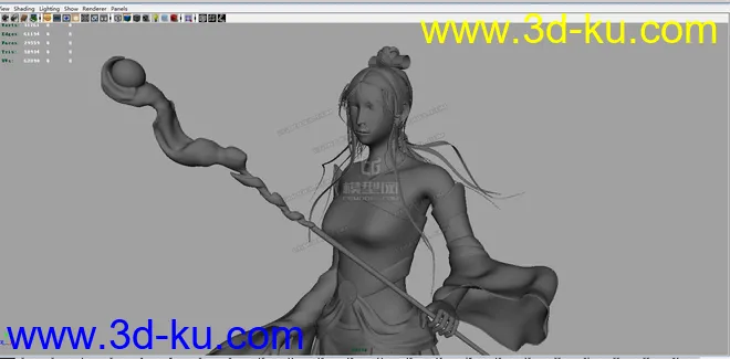 学生时代做的女人模型maya三维古代仙子仙女模型游戏人物模型的图片4