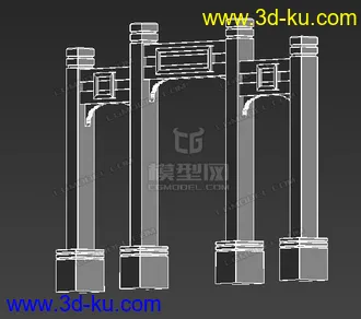 3D打印模型古代门 和 小建筑的图片