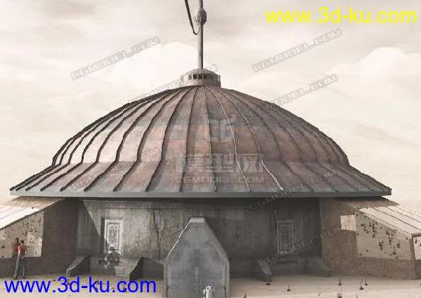 蒙古风格圆顶建筑模型的图片1