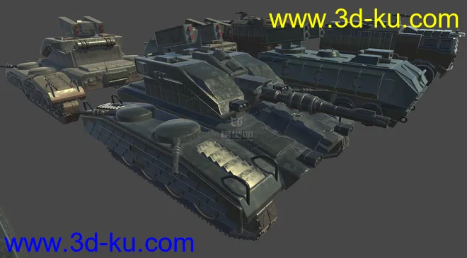 军事车辆 重型坦克 雷达车 吉普车 导弹车 科幻车辆 科幻坦克 未来车辆模型的图片1