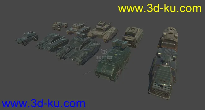 军事车辆 重型坦克 雷达车 吉普车 导弹车 科幻车辆 科幻坦克 未来车辆模型的图片2