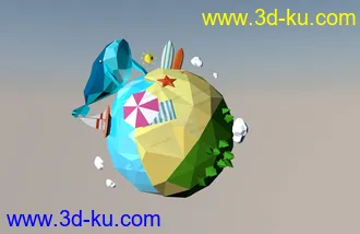 Low poly 风格 地球模型的图片