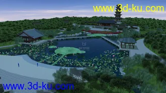3D打印模型公园场景、荷花的图片