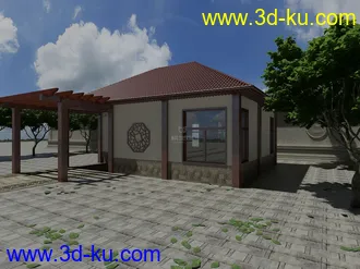 3D打印模型木屋廊架的图片