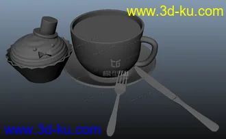 3D打印模型杯子 杯子蛋糕 刀叉的图片