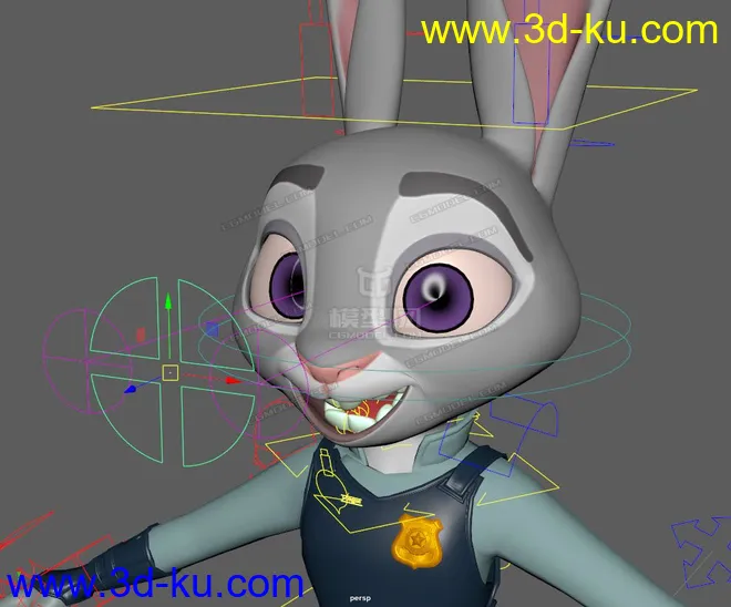 Judy bunny cartoon MAYA character rig模型的图片3