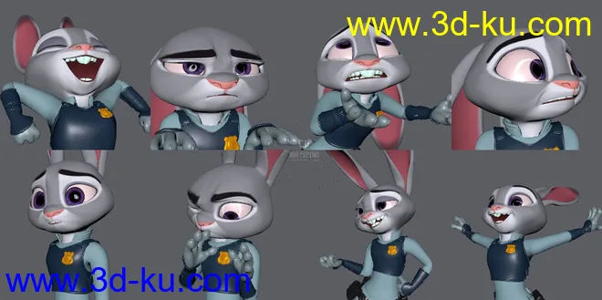 Judy bunny cartoon MAYA character rig模型的图片4