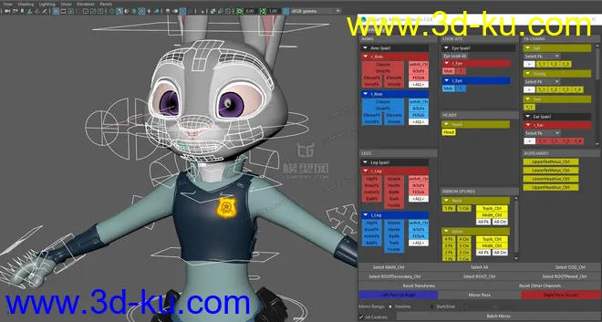 Judy bunny cartoon MAYA character rig模型的图片5