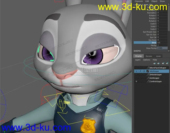 Judy bunny cartoon MAYA character rig模型的图片11