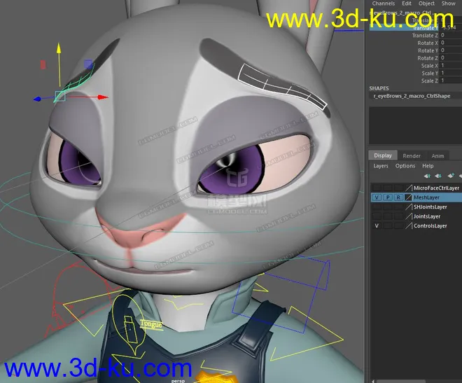 Judy bunny cartoon MAYA character rig模型的图片12