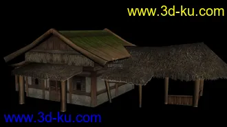 3D打印模型东方古建，低面数配楼，水车，船，帆桥，房子，酒店，城墙，城门，水车等的图片