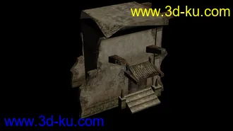 3D打印模型东方古建，低面数配楼，水车，船，帆桥，房子，酒店，城墙，城门，水车等的图片