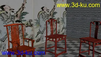 3D打印模型几个中式椅子的图片