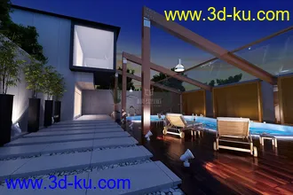 3D打印模型现代别墅夜景的图片