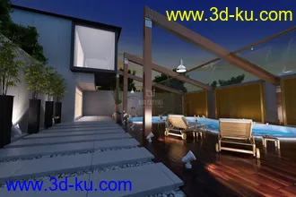 3D打印模型现代别墅夜景的图片