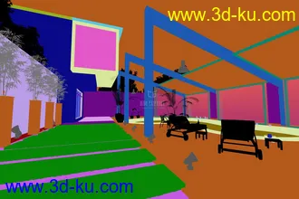 3D打印模型现代别墅夜景的图片