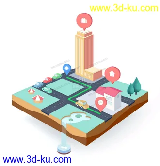卡通城市模型，城市样板的图片
