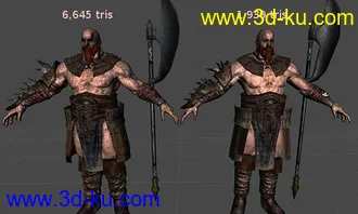 3D打印模型野蛮人，FBX+U3D格式，带全套动画，免费发放的图片
