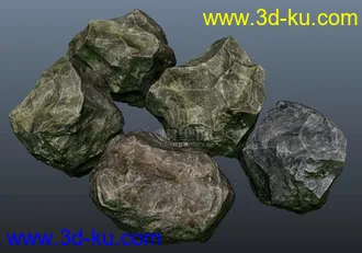 3D打印模型苔藓岩石 石头 石块 真实 岩石的图片