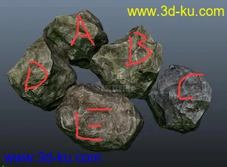 3D打印模型苔藓岩石 石头 石块 真实 岩石的图片