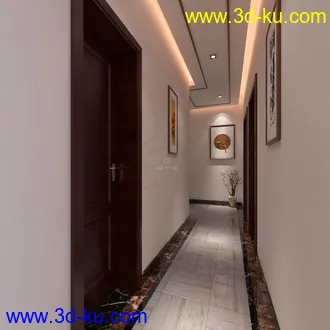 3D打印模型现代中式客厅欧式卧室带屋顶花园的图片