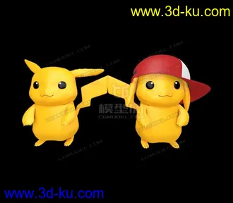 戴帽子的皮卡丘卡通模型max fbx C4D的图片