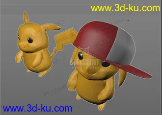 戴帽子的皮卡丘卡通模型max fbx C4D的图片