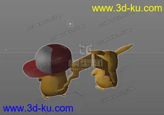 戴帽子的皮卡丘卡通模型max fbx C4D的图片