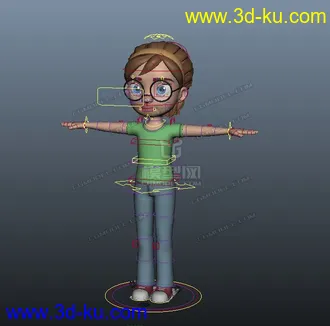 3D打印模型卡通女孩有绑定小女生 凯拉的图片