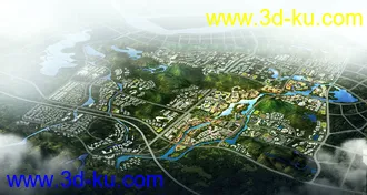 3D打印模型免费！鸟瞰城市规划，现代城市，生态城市场景的图片