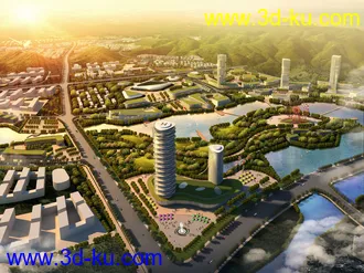 3D打印模型免费！鸟瞰城市规划，现代城市，生态城市场景的图片