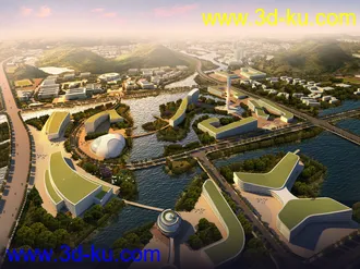 3D打印模型免费！鸟瞰城市规划，现代城市，生态城市场景的图片