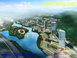 3D打印模型免费！鸟瞰城市规划，现代城市，生态城市场景的图片