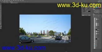 3D打印模型psd人视分层-商业 建筑 马路 落叶素材的图片