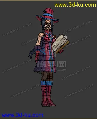 3D打印模型魔法师 低模 女人 戴帽子的图片