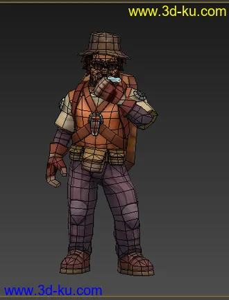 3D打印模型男人 低模 卡通 旅行家的图片