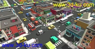U3D模型分享 卡通小镇模型的图片