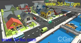 U3D模型分享 卡通小镇模型的图片