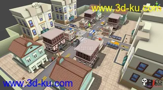 U3D模型分享 卡通小镇模型的图片
