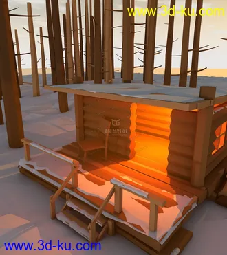 3D打印模型lowpoly 森林木屋的图片