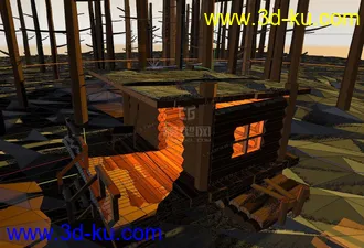 3D打印模型lowpoly 森林木屋的图片