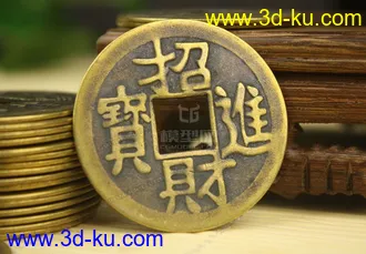3D打印模型招财进宝铜钱模道具的图片