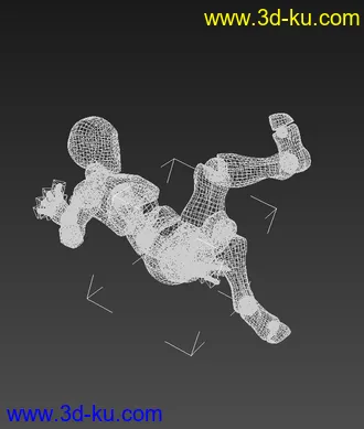 3D打印模型人物倒地 被击倒  滑倒 动画 绑定 FBX 下载的图片