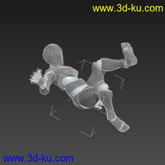 3D打印模型人物倒地 被击倒  滑倒 动画 绑定 FBX 下载的图片