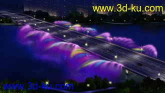 大桥 桥 立交桥  场景 模型下载 max  彩色 喷泉的图片
